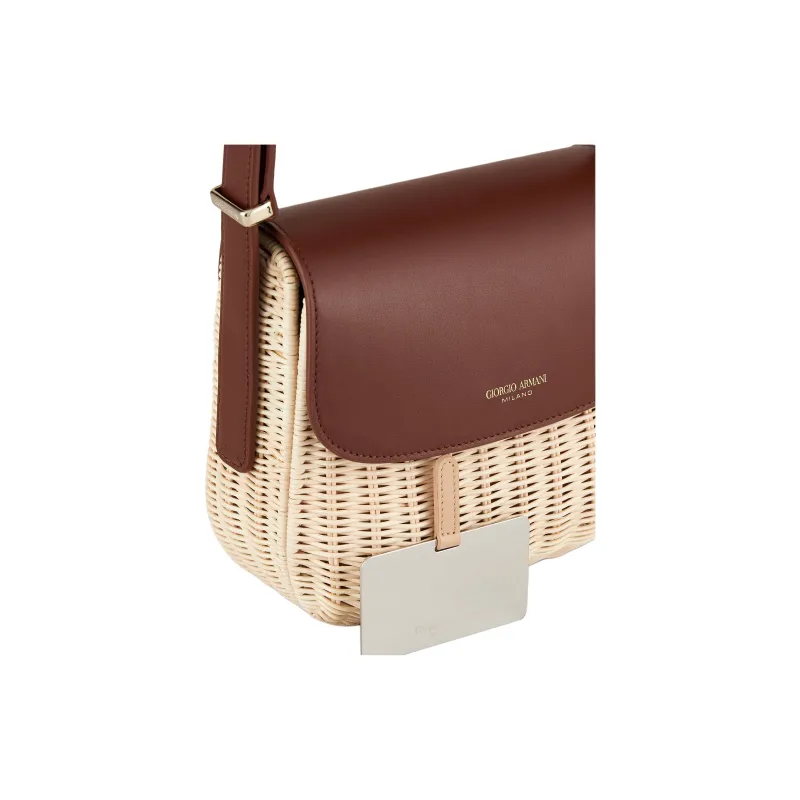 AMANI La Prima Leather Shoulder Bag Women's Brown-3