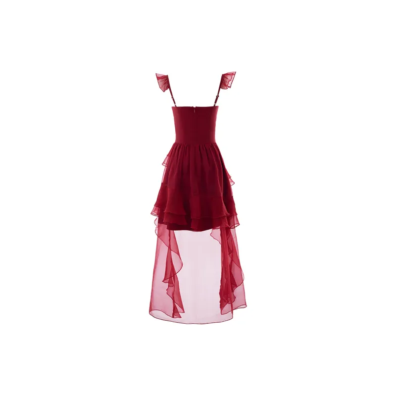 Libito Short Sleeved Dress Women's Red-1