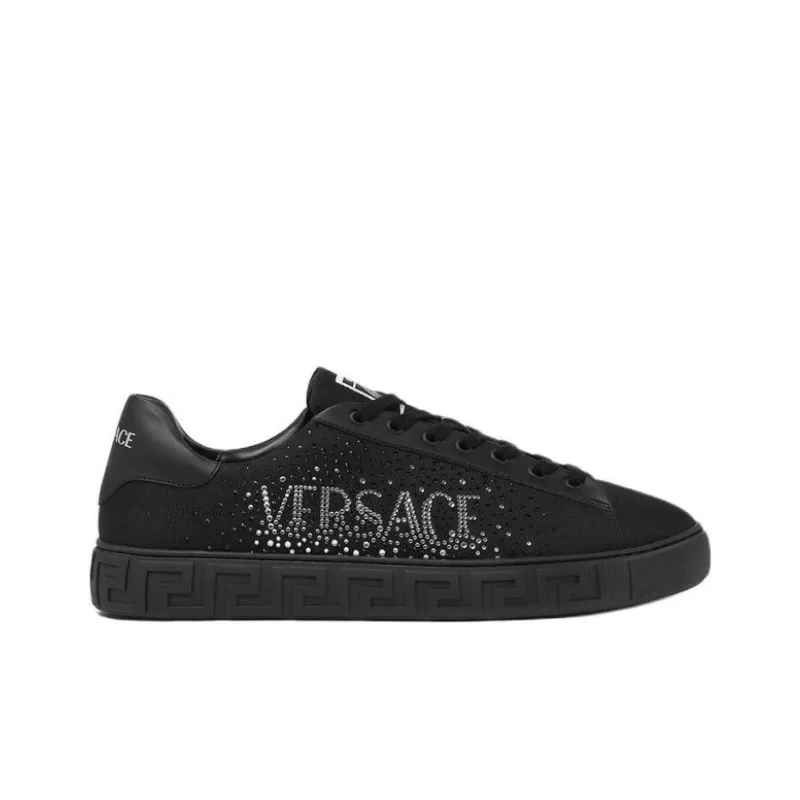 VERSACE LOGO GRECA Crystal Athletic Shoes Low Top Skateboard Shoes Men's Black-1