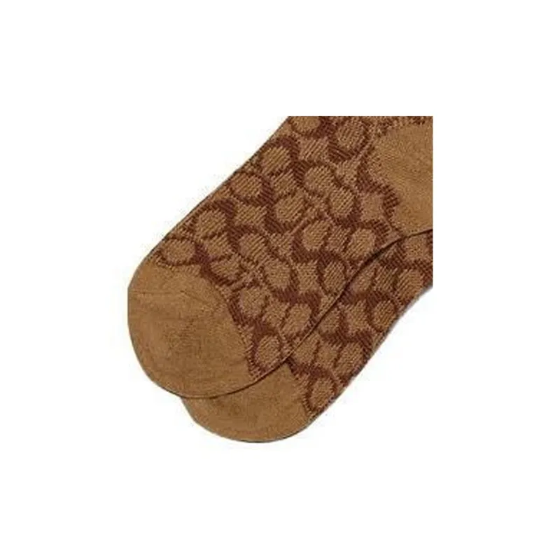 COACH Knee-High Socks Women's Brown-4