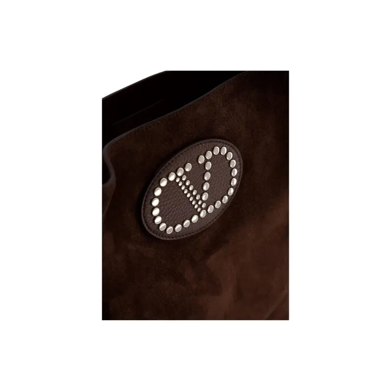 Valentino GARAVANI Small Nubuck Shoulder Bag Women's Brown-5