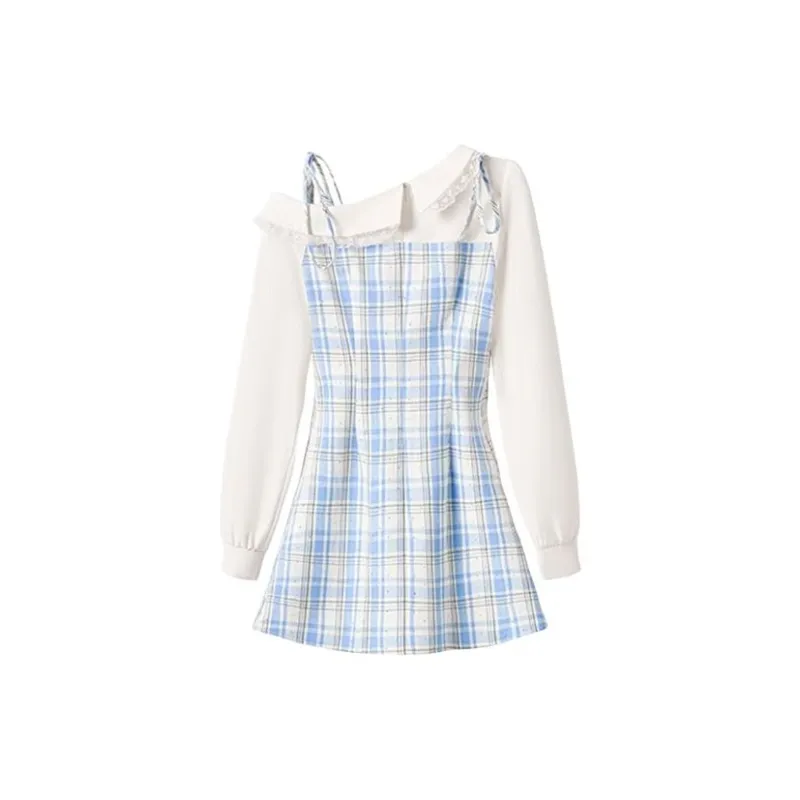 KYKW Long Sleeved Dress Women's Blue-1