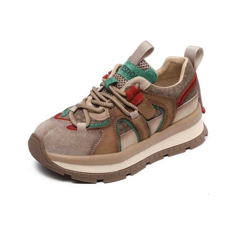 Devanro Height Increasing Wear Resistant Breathable Slip Resistant Low Top Chunky Sneakers Women's-5