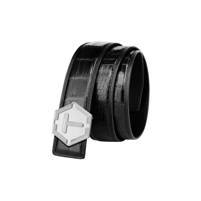 CATELLES Crocodile Leather Leather Belts Men's 3.5cm-1