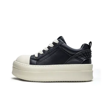 ESTEE GEEA Anti Slip And Wear Resistant Lightweight Height Increasing Low Top Skateboard Shoes Unisex White Black