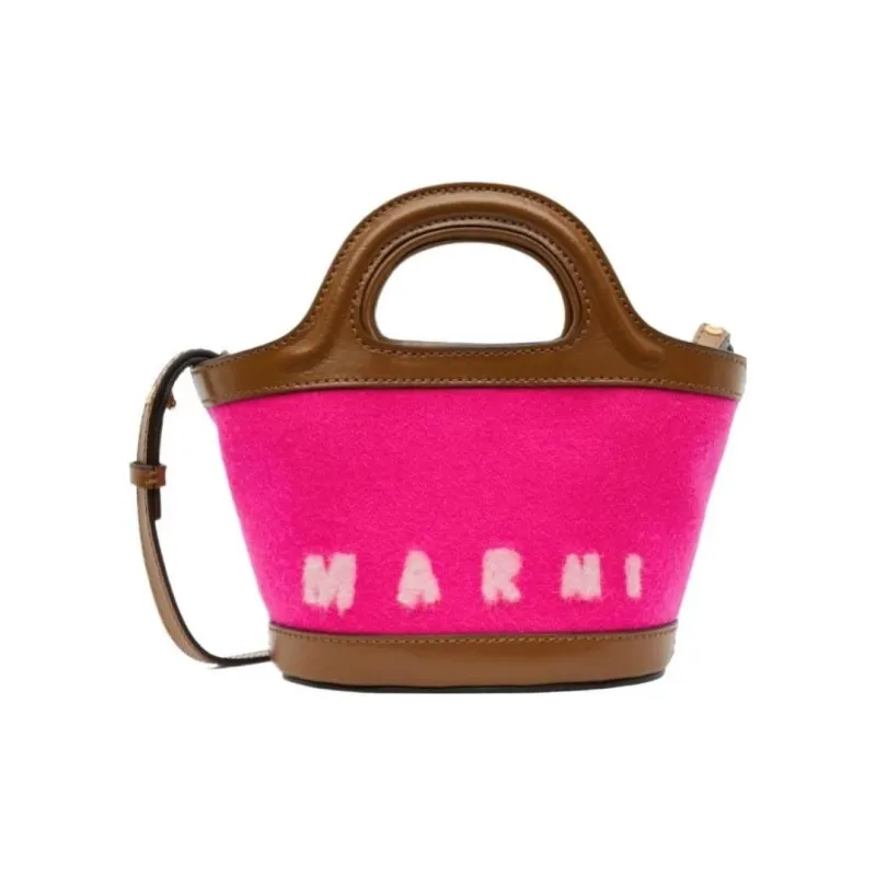 MARNI Cow Leather Trim Tote Bag, Shopping Bag, Shoulder Bag, Crossbody Bag, Handbag Trumpets Women's Pink-1