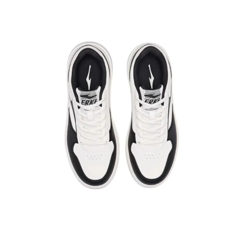Erke Non slip Lightweight Low Top Skateboard Shoes Men's Black White-2