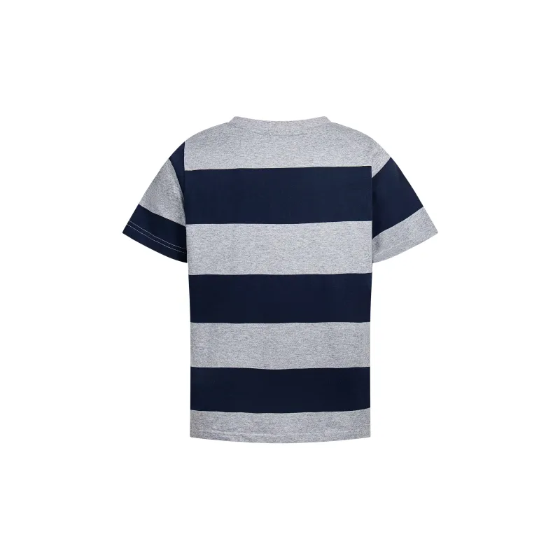 CUWU T Shirt Women's Blue Gray Stripes-1