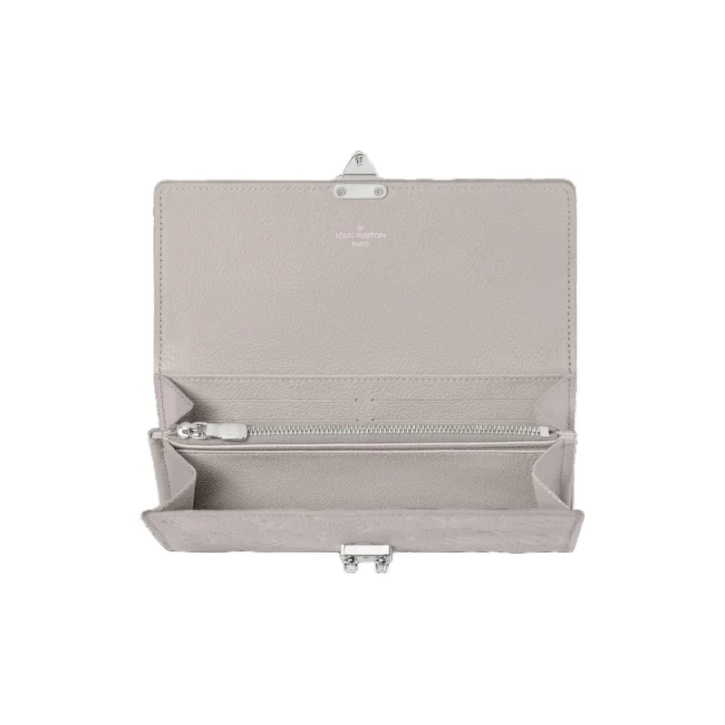 LOUIS VUITTON Sarah Cow Leather Wallet Women's Heather Gray-3