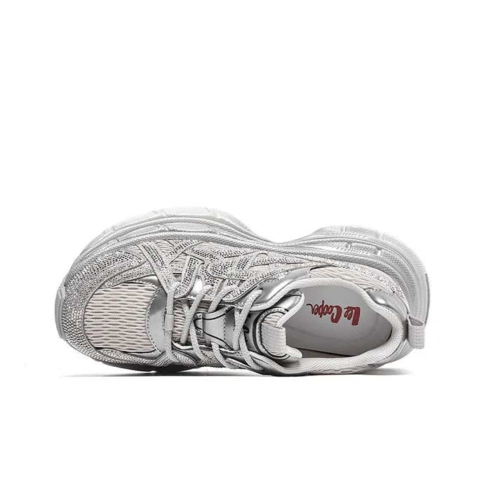 Lee Cooper Anti Slip Wear Resistant Breathable Lightweight Height Increasing Low Top Chunky Sneakers Women's-6