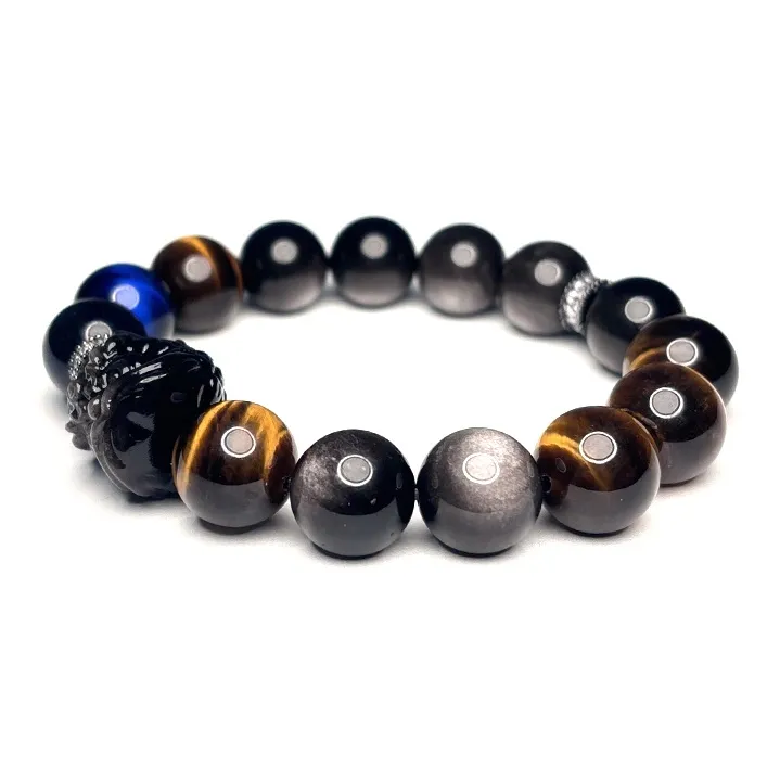 MOUNTAINS AND MANS Tiger's Eye Stone Luxury Good Luck Beaded Bracelet Men's-1