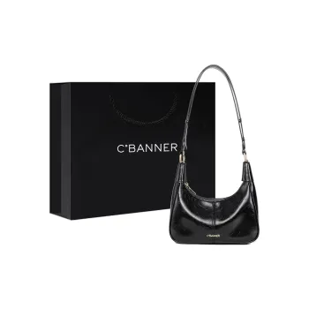 C°BANNER Cow Leather Crescent Bag Shoulder Bag Medium Size Women's Black