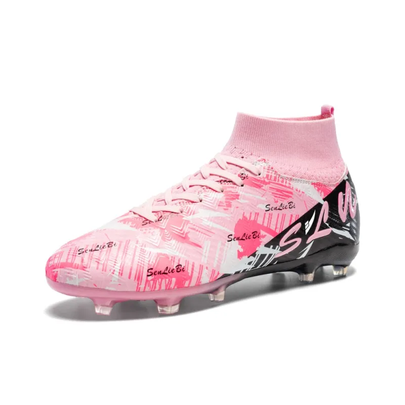 Kuding Soccer Shoes Unisex High Top Pink/Gold/Yellow/Green-1