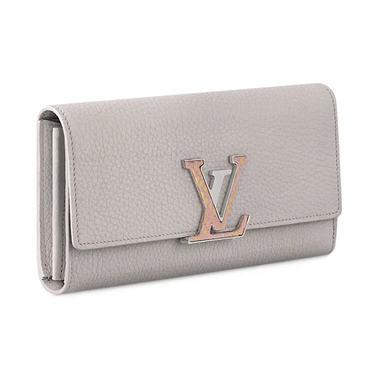 LOUIS VUITTON Capucines Cow Leather Wallet Women's Bloom Gray-1
