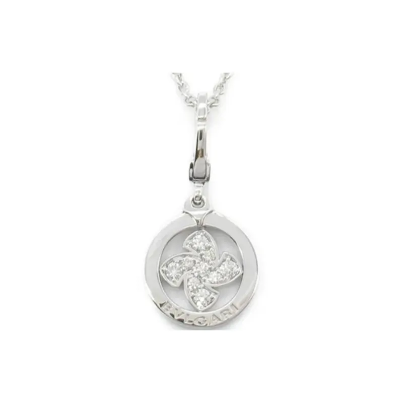 BVLGARI 2010s Pre owned 18kt White Gold Tondo Windmill Diamond Necklace-2