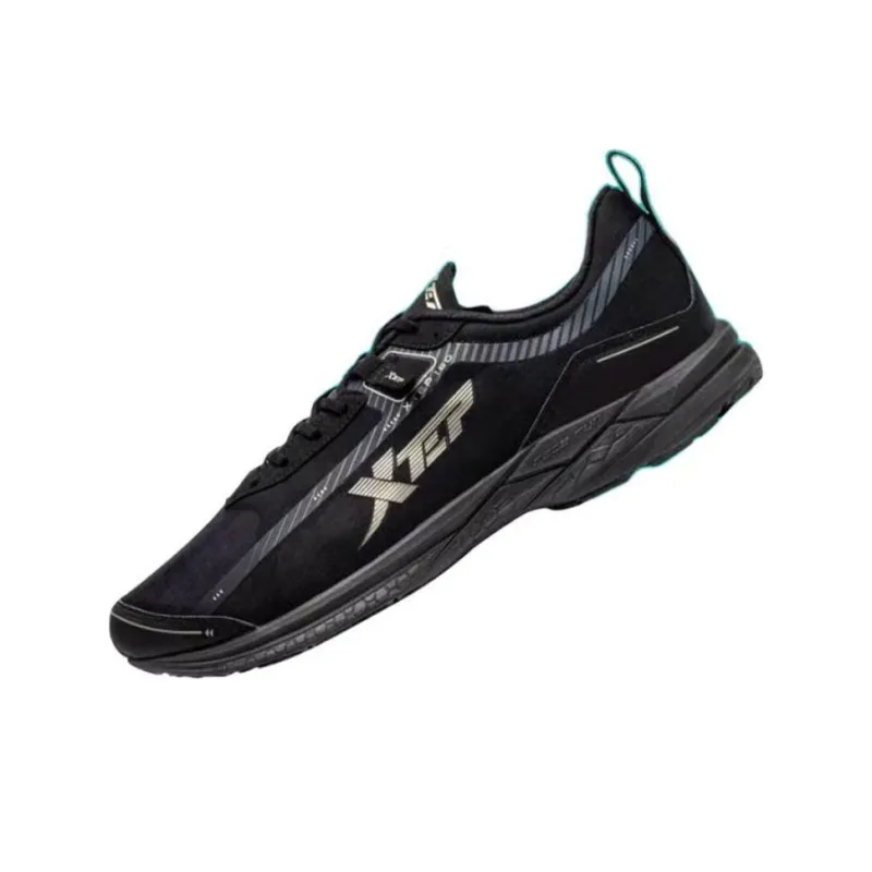 XTEP Race 160 Cushioned Anti Slip Wear Resistant Breathable Lightweight Low Top Running Shoes Men's Black Gold-1