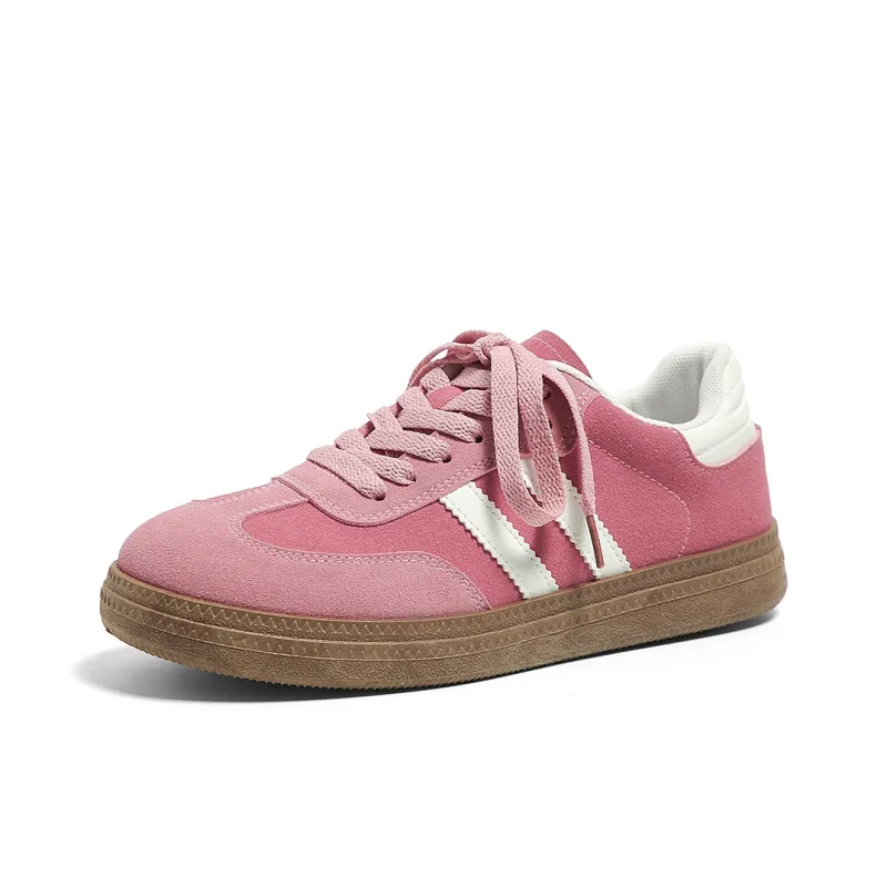 HUANQIU Anti Slip And Wear Resistant Lightweight Low Top Skateboard Shoes Women's Rose Red-2