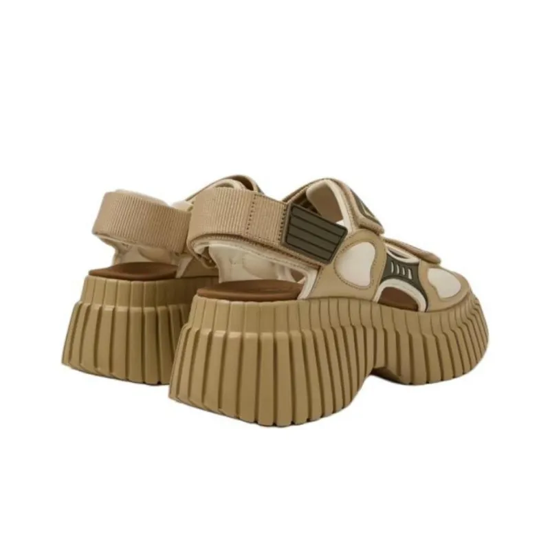 CAMPER Pix BCN Strap Sandals 6.6cm Women's Brown Green-3