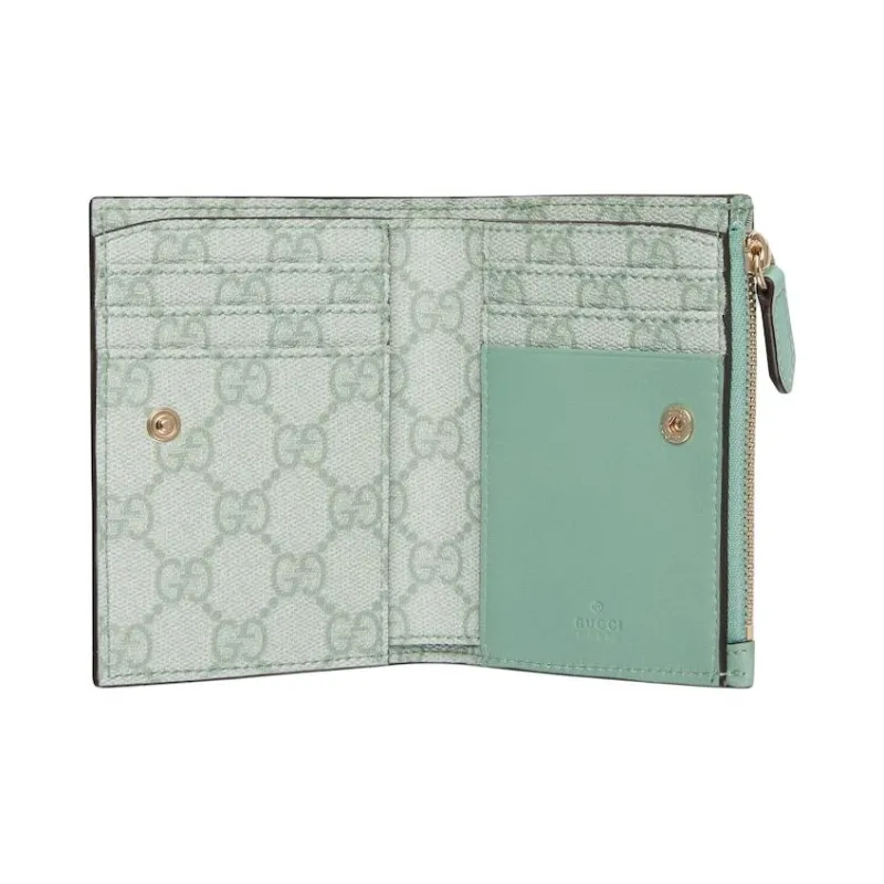GUCCI Leather Wallet Women's Sage Green-4