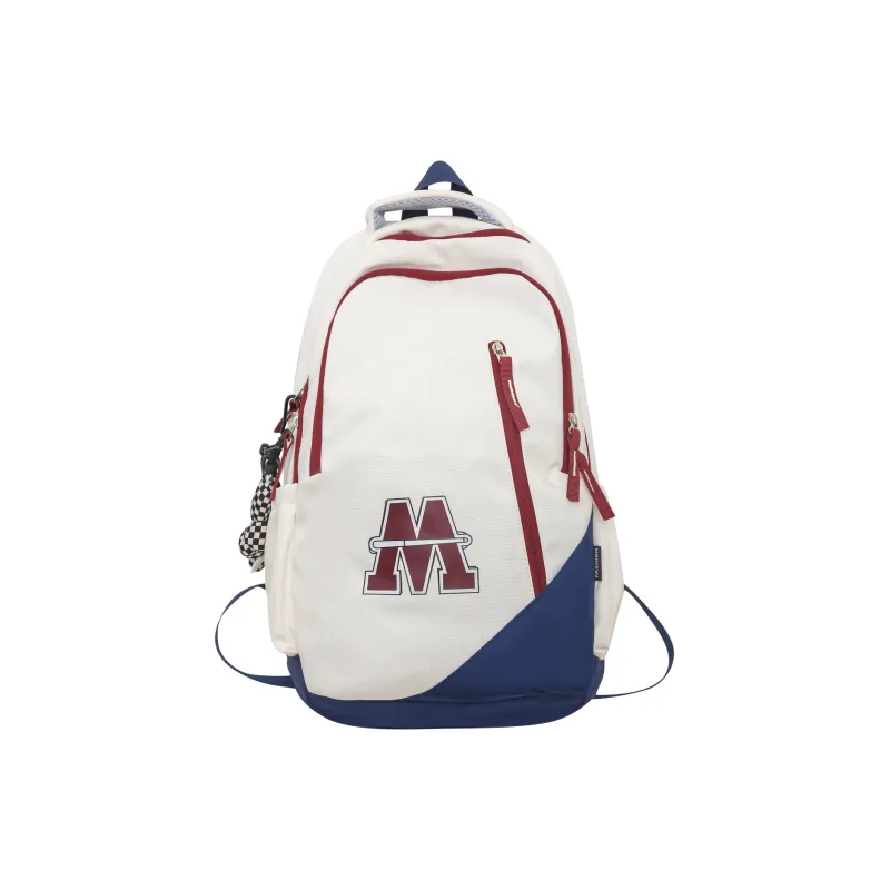 HCXK Nylon Korean Style Trendy Versatile Backpack Regular Unisex White/Black/Red-2