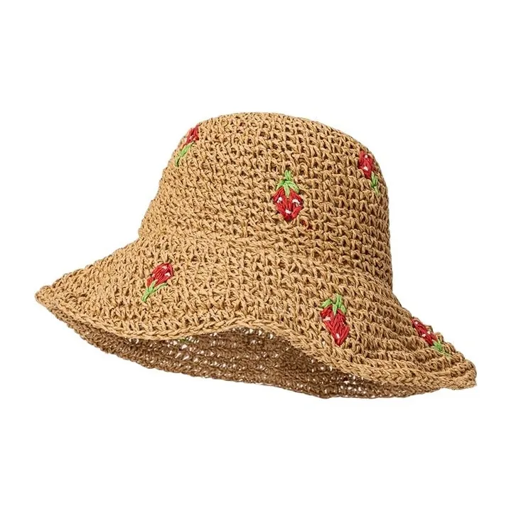 DZP Straw Woven Sun Protection Hats Unisex-4