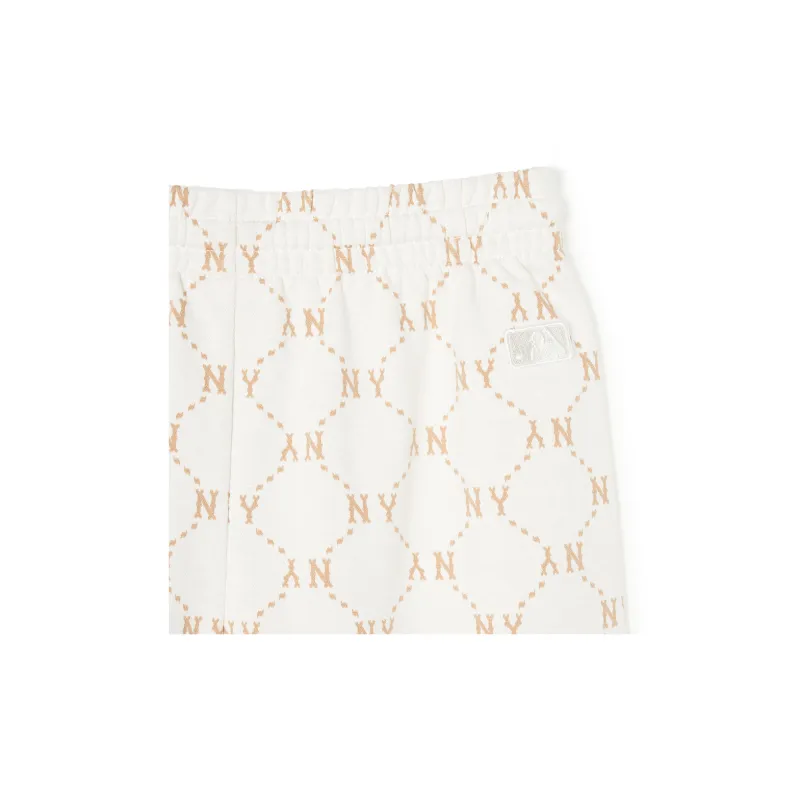 MLB Diamond Monogram Casual Shorts Unisex Cream-4