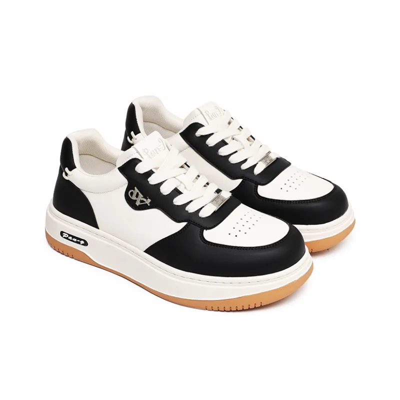 Angelmi Anti-Slip And Wear-Resistant Breathable Low-Top Skateboard Shoes Unisex Black White-2