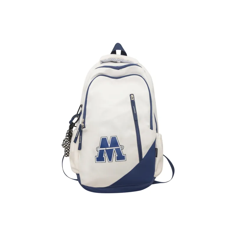 HCXK Nylon Korean Style Trendy Versatile Backpack Regular Unisex White/Black/Red-4