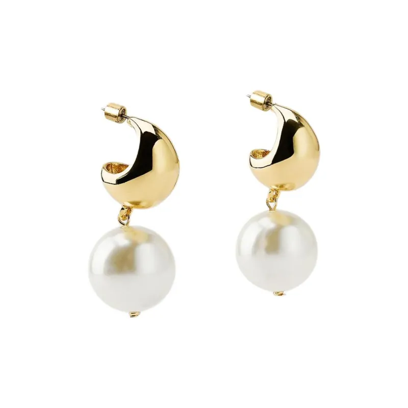 ZARA Artificial Pearl Earrings Women's White-1