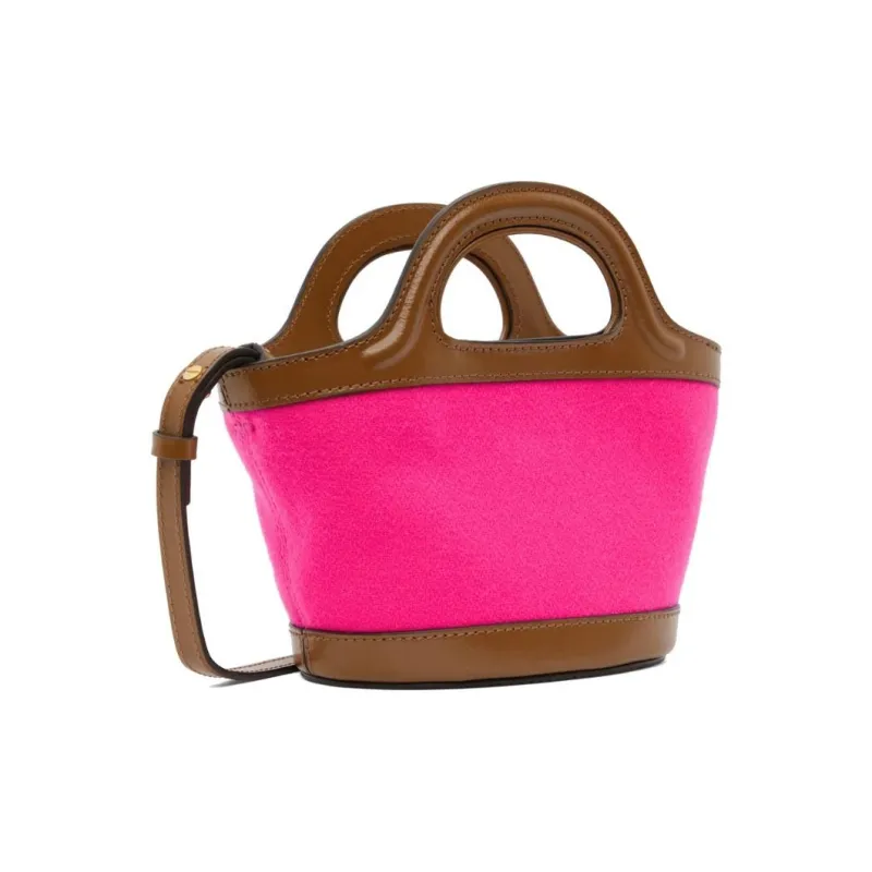 MARNI Cow Leather Trim Tote Bag, Shopping Bag, Shoulder Bag, Crossbody Bag, Handbag Trumpets Women's Pink-4