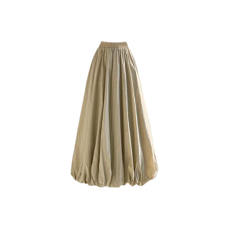 Wbwq Casual Long Skirt Women's Khaki-6