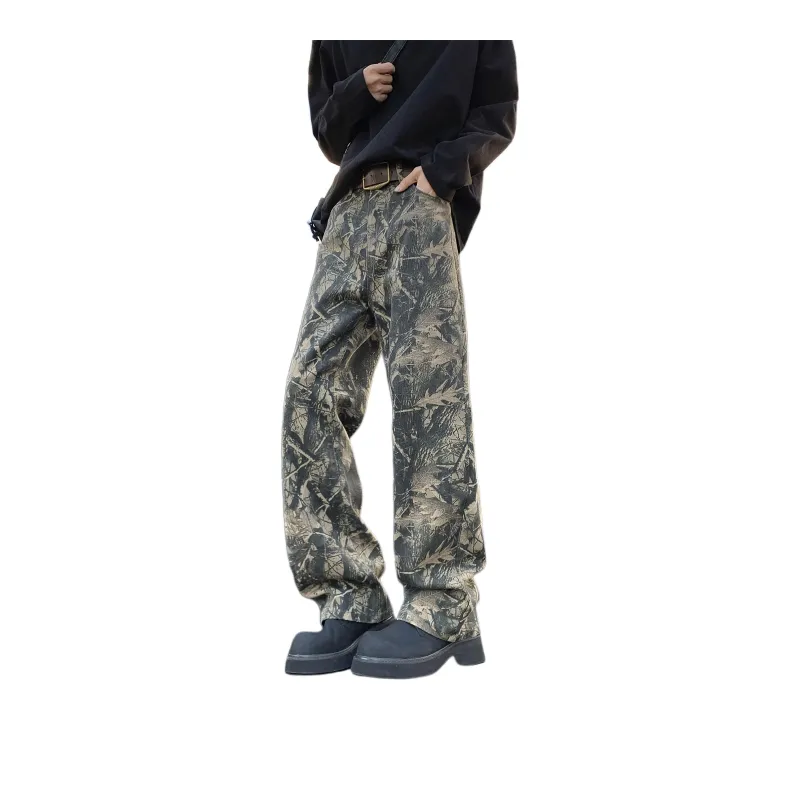 DS'DIARY Jeans Unisex Camouflage Leaf-7