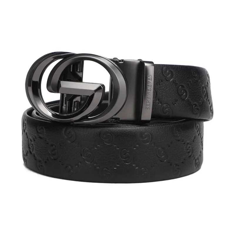 SEPTWOLVES Cow Leather Leather Belts Men's Width 3.5CM-2
