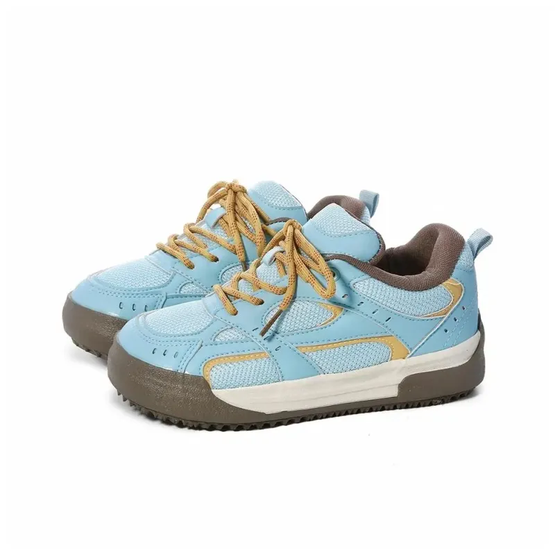 Circle Small Coverage Abrasion Resistant Lightweight Low Top Skateboard Shoes Women's Beige Blue-17