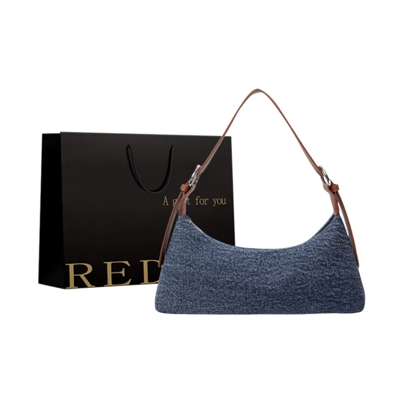 REDOO Denim Shoulder Bag Women's Light Blue/Dark Blue/Dark Tea-4