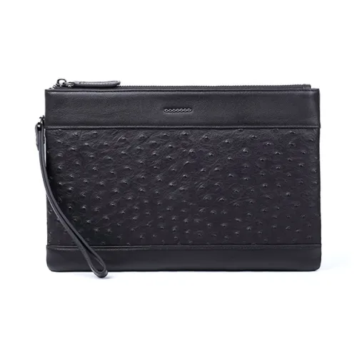 VIHUS Top Grain Cow Leather Clutch Handheld Wallet Men's Black
