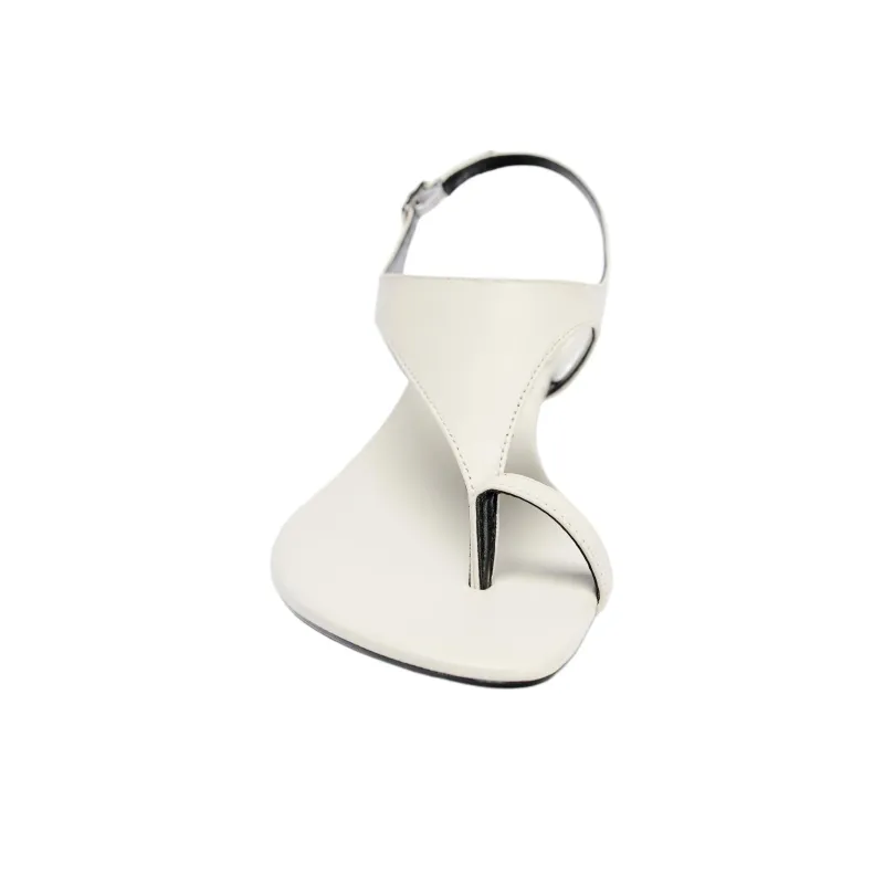 ZARA One Strap Sandals 5cm Women's White-3