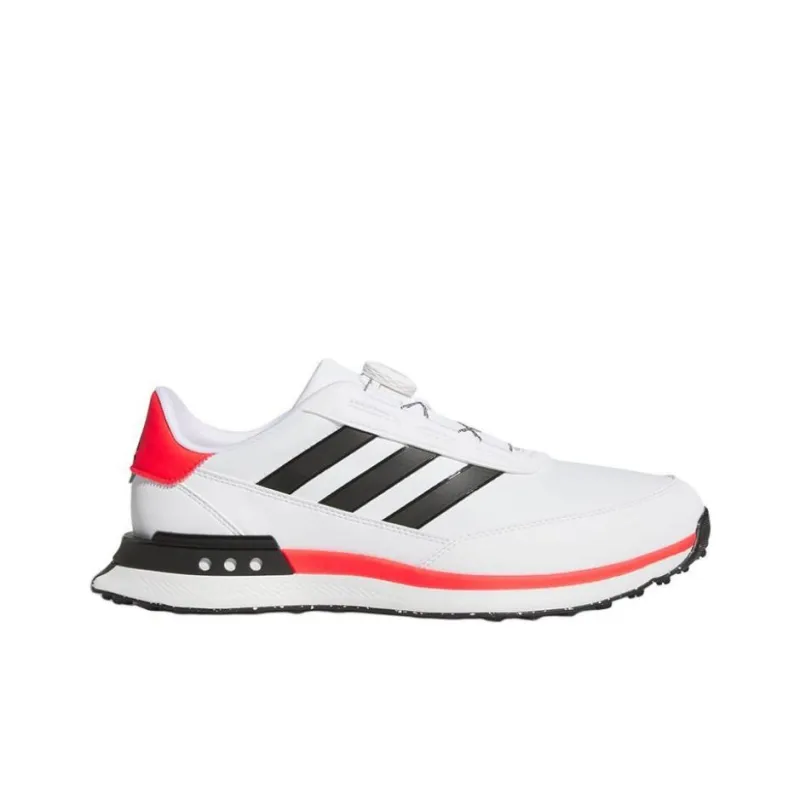 Adidas Cushioned Slip-Resistant Waterproof And Breathable Low-Top Golf Shoes Men's White Black Red-1