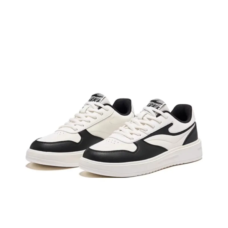 Erke Non slip Lightweight Low Top Skateboard Shoes Men's Black White-1