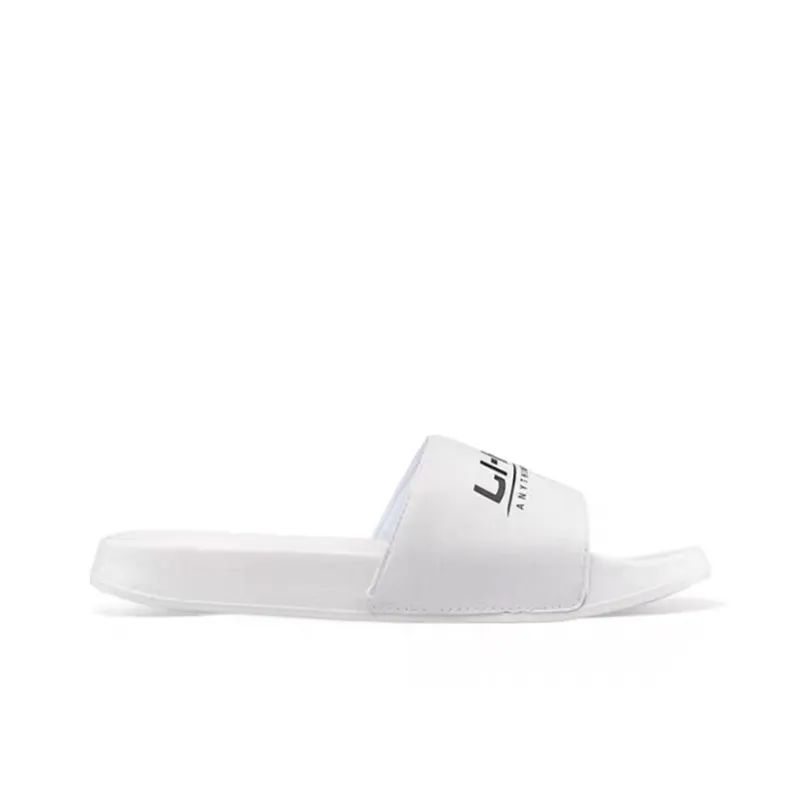 LiNing Football Cushioned Slip Resistant Abrasion Resistant Slide Slippers Women's White Black-1