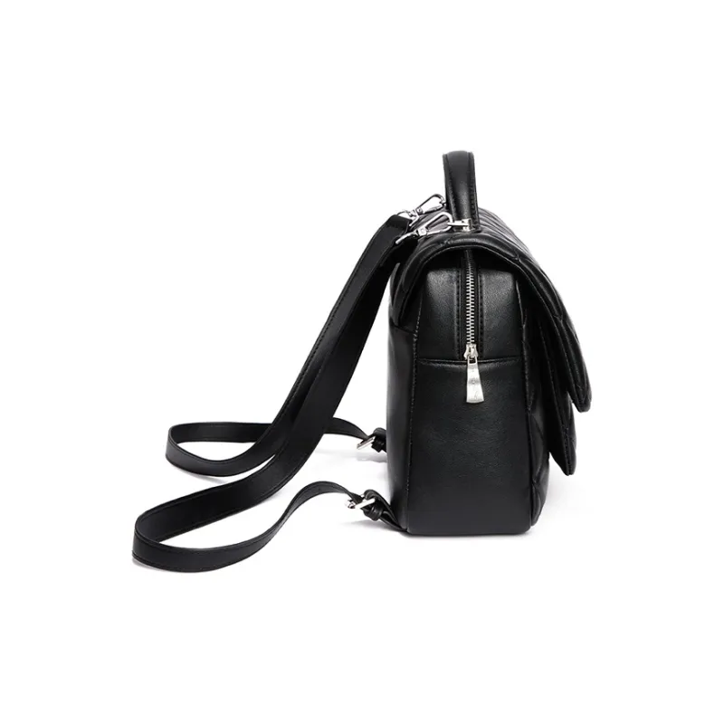 RED DRAGONFLY Split Cow Leather With Synthetic Leather Backpack Women's Black-2