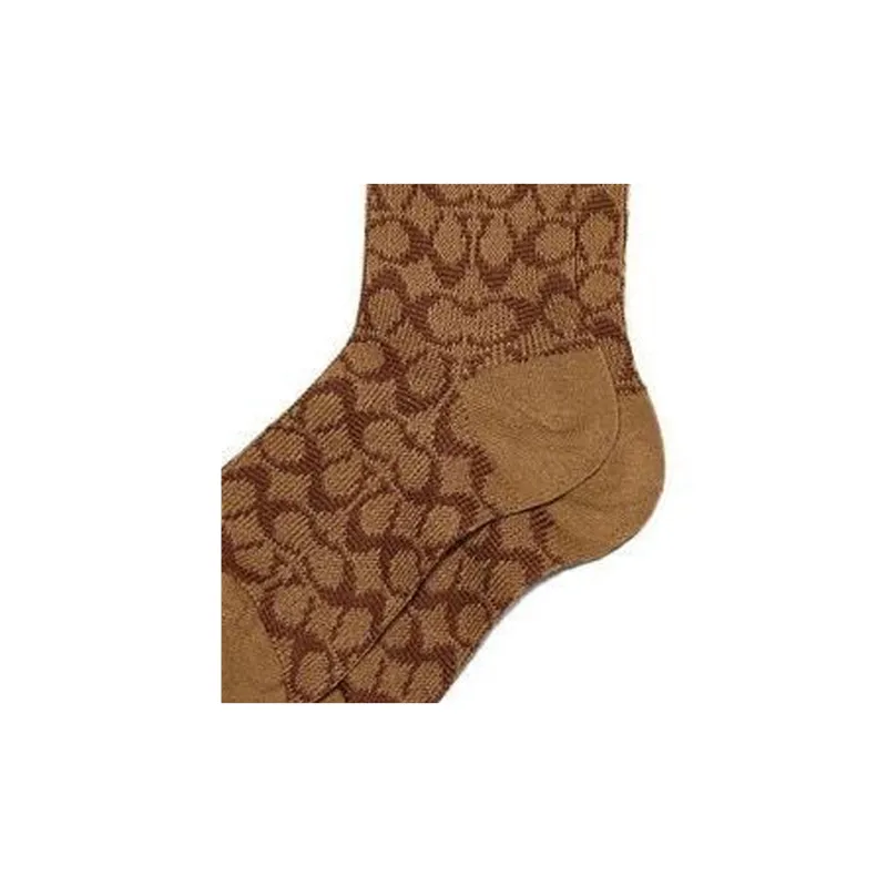 COACH Knee-High Socks Women's Brown-3