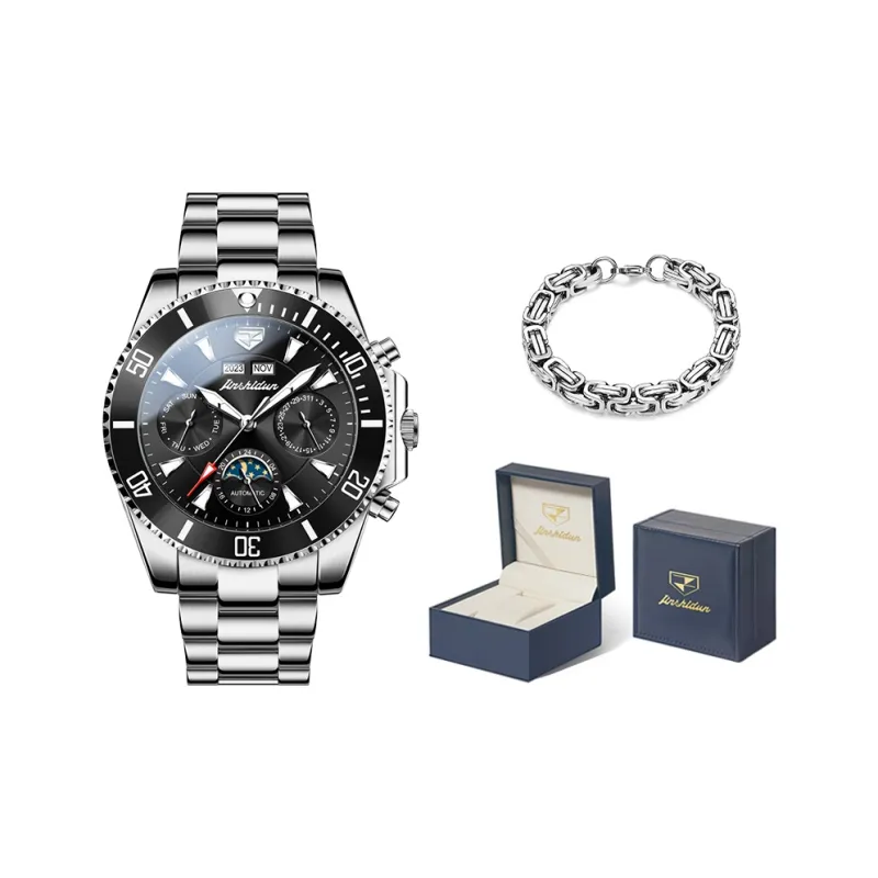 Jin Shi Dun Artisan Collection Mechanical Movement Stainless Steel Watchband Watch Men's Watches Black Dial-5