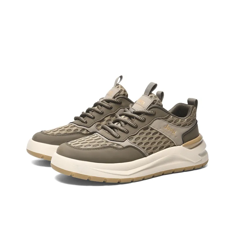 Jeep Anti-Slip Wear-Resistant Waterproof Breathable Lightweight Warm Coverage Low-Top Trekking Shoes Men's Khaki-2