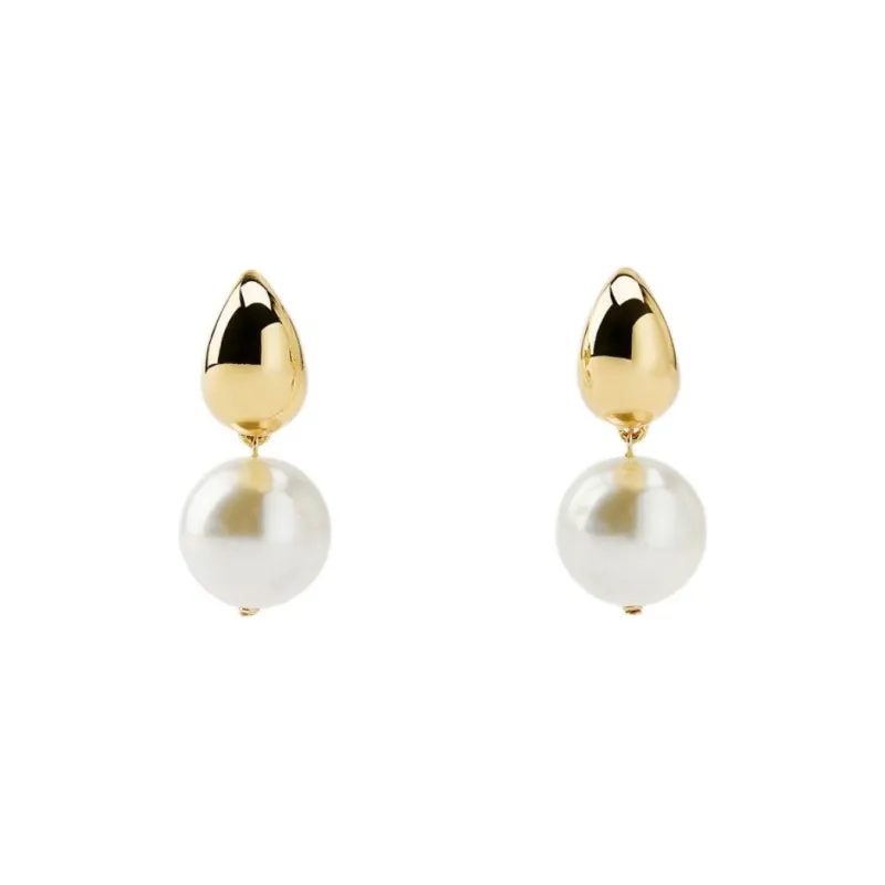 ZARA Artificial Pearl Earrings Women's White-0