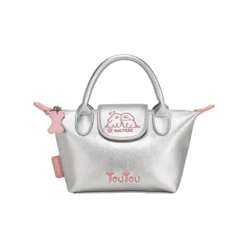 TOUTOU Maltese Collaboration Synthetic Leather Handbag Regular Women's Mountain Spring Silver