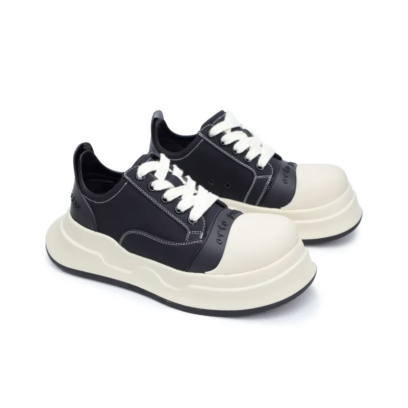 ESTEE GEEA Coverage Anti-Slip Wear-Resistant Breathable Height Increasing Low-Top Skateboard Shoes Unisex White Black-1