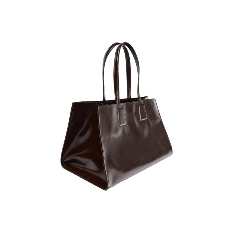 ZARA Cow Leather Tote Bag Shopping Bag Handbag Large Size Women's Red-1