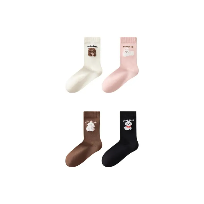 Temooues Mid Calf Socks Women's Combo Set-5