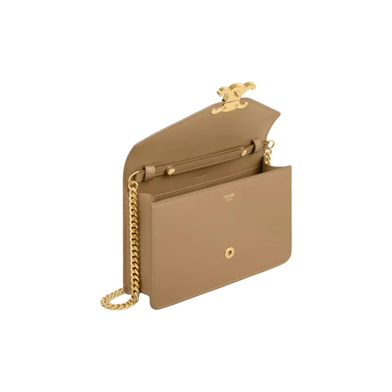 CELINE Calfskin Wallet Women's Brown-3
